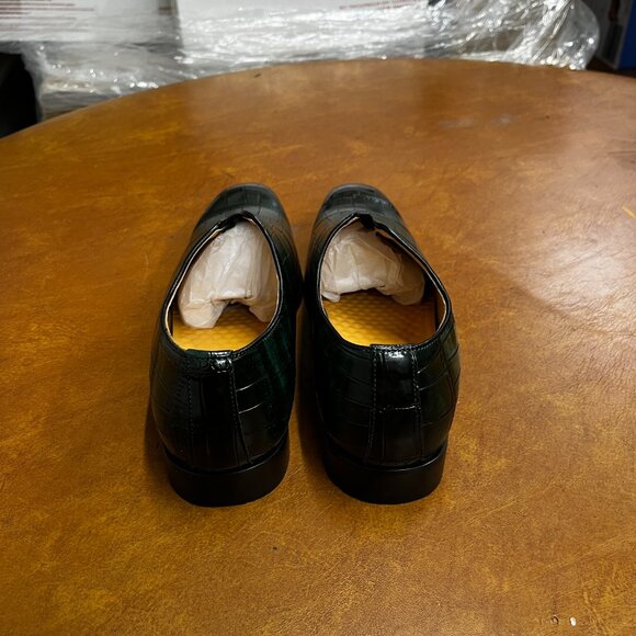 Santimon Men's US 7.5 - 12 Green Smoking Loafers Checkered Slip On Dress Casual - Picture 5 of 10